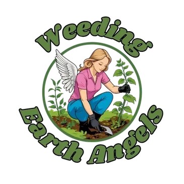 Weeding Earth Angels artwork: a winged gardener caring for plants